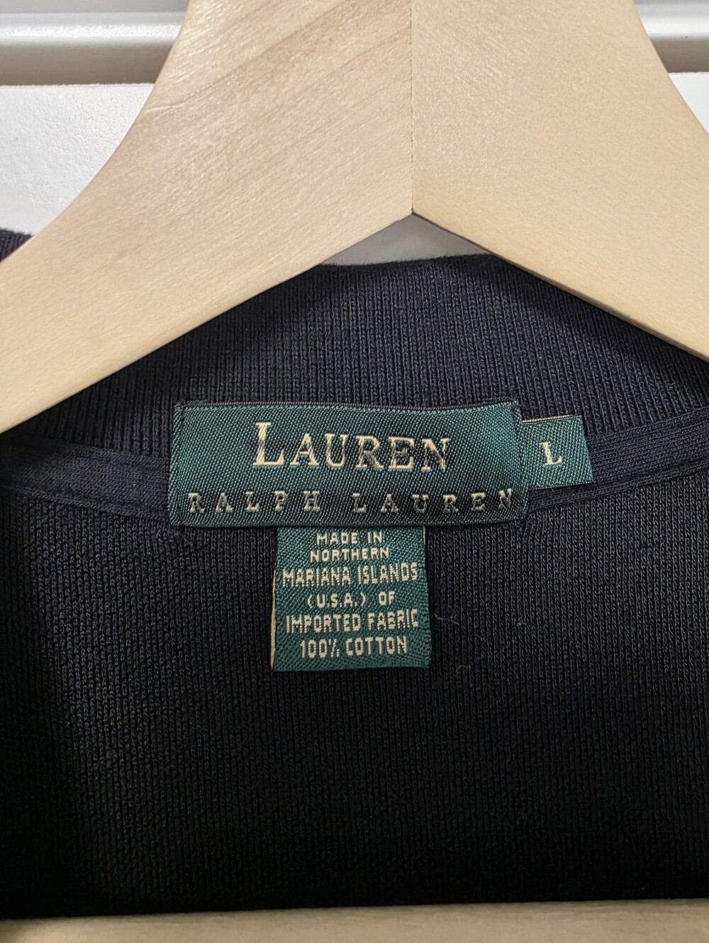 Lauren Ralph Lauren Navy Blue Polo Shirt Gold Crest Embroidery Size Large - Picture 6 of 8